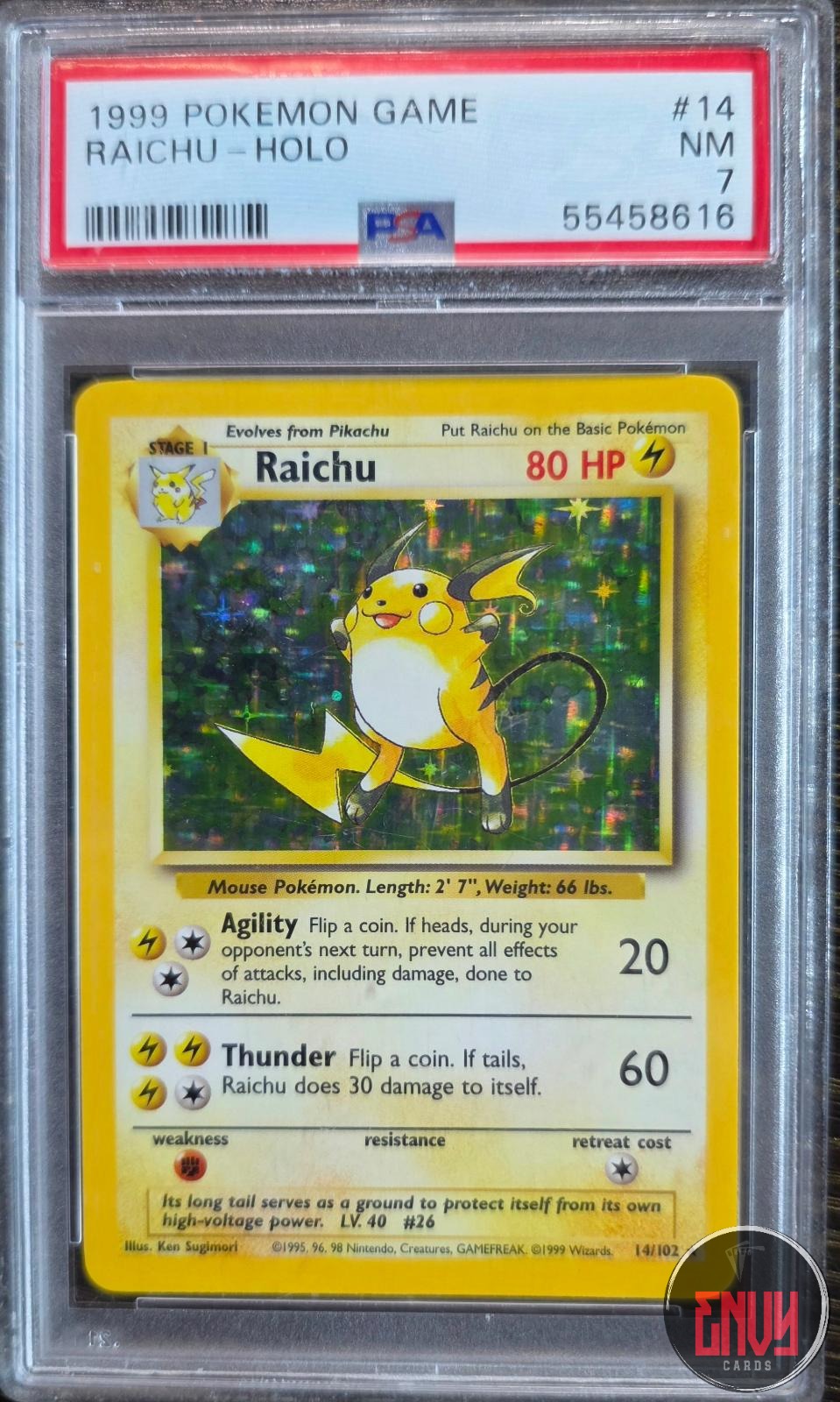 Raichu Holo 14/102 Game Pokemon PSA 7 Near Mint