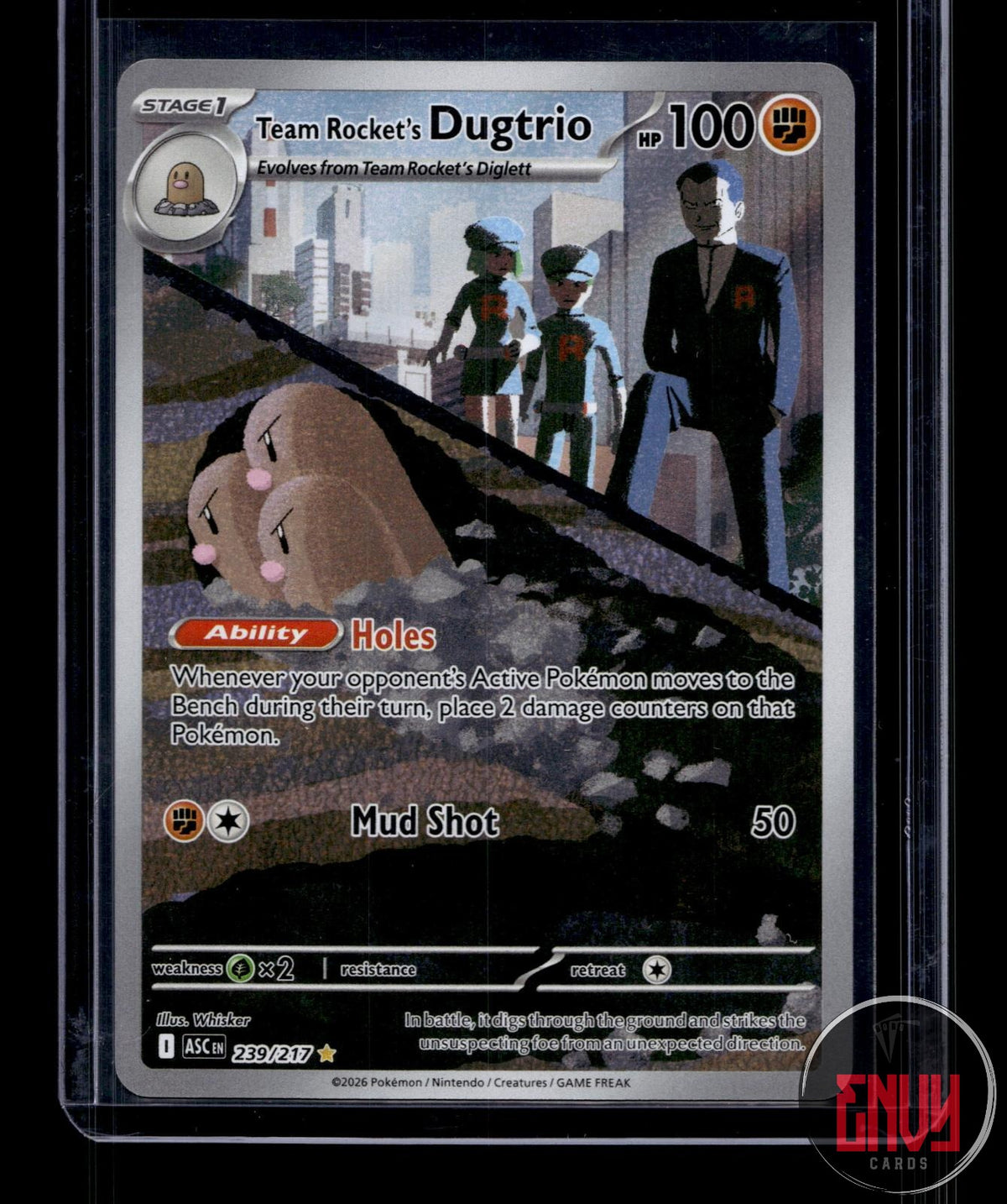 Team Rocket's Dugtrio NM 239/217 IR Ascended Heroes Pokemon Holo