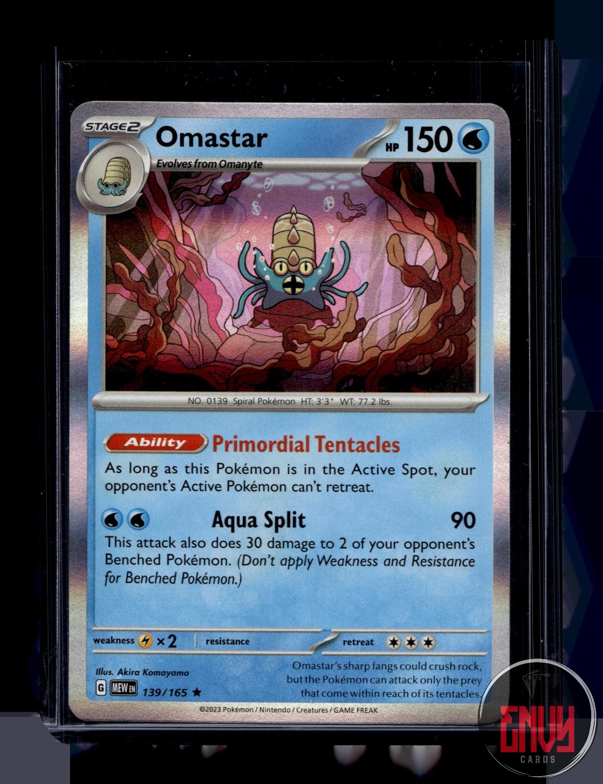 Omastar Near Mint 139/165 Rare 151 Pokemon Holo