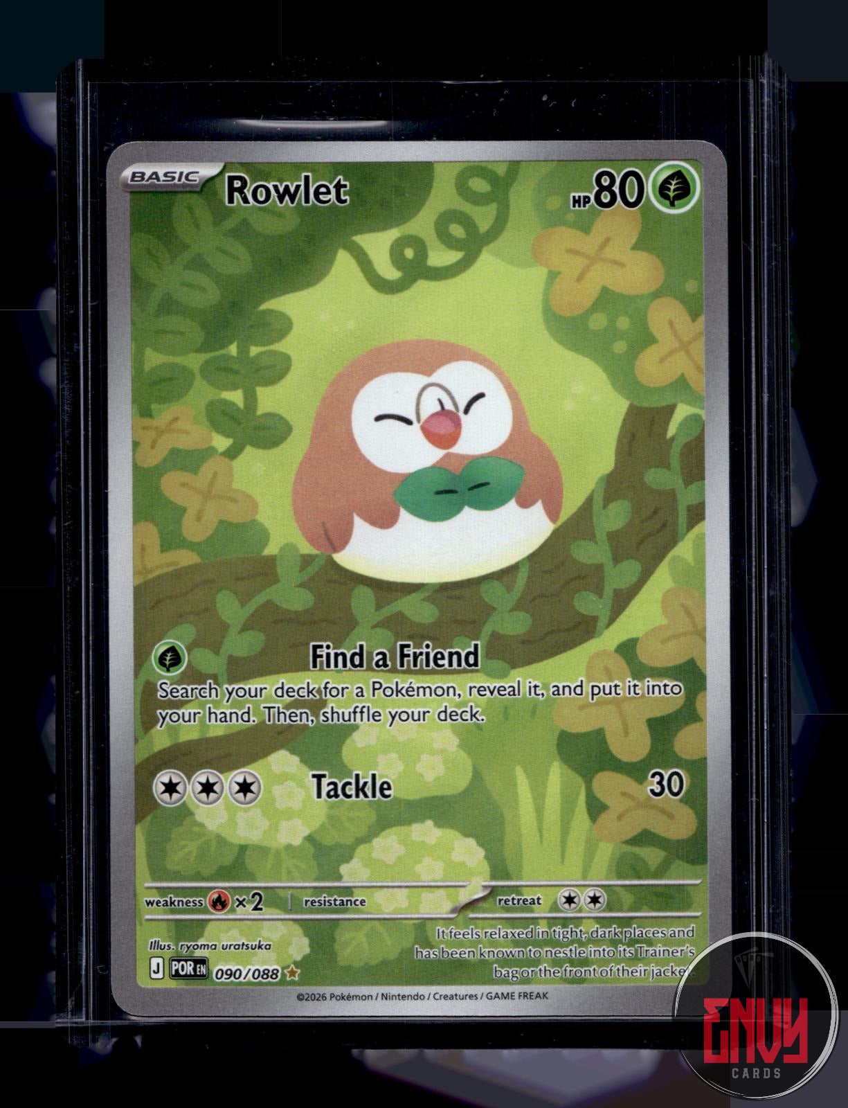 Rowlet Near Mint 090/088 Illustration Rare Perfect Order Pokemon Holo