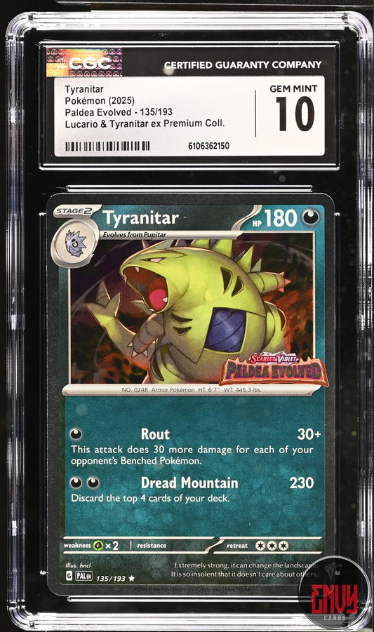 Tyranitar 135/193 (Stamped) Lucario & EX Premium Coll. Pokemon CGC 10 Gem Mint