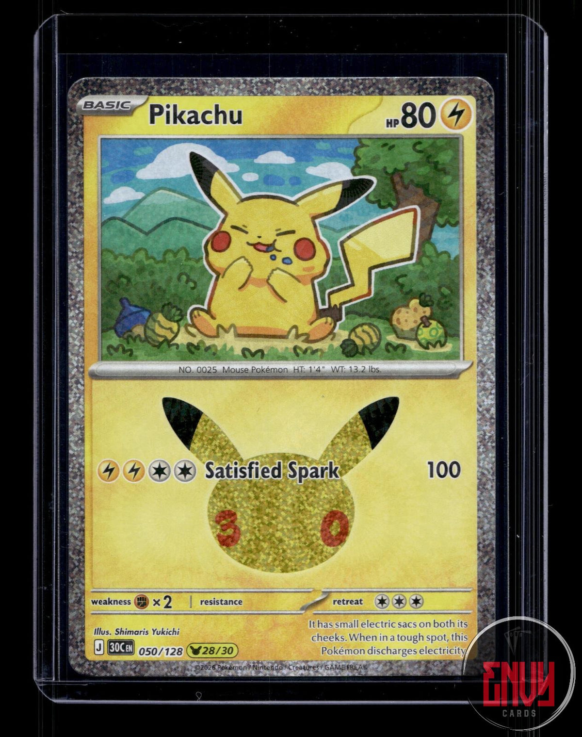 Pikachu NM 050/128 Pikachu Rare ME: 30th Celebration Pokemon Holo
