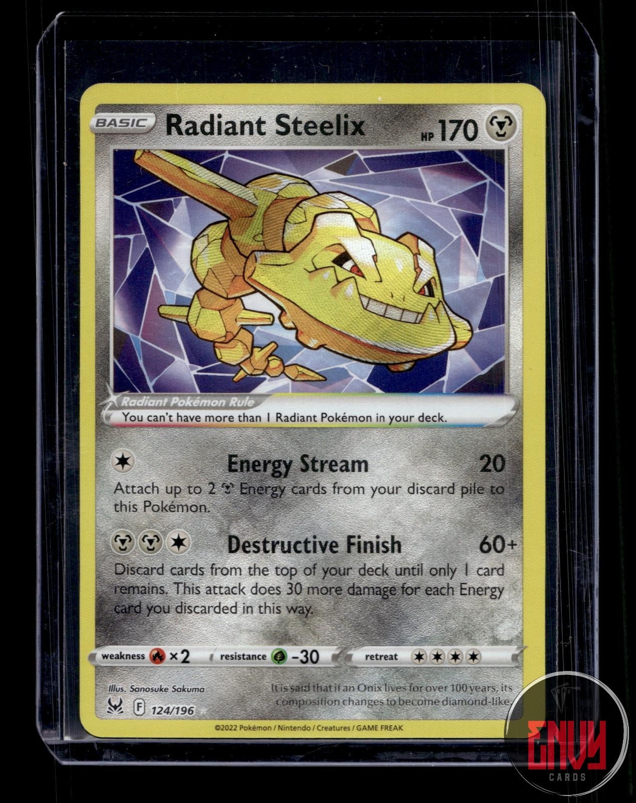 Radiant Steelix Near Mint 124/196 Radiant Rare Lost Origin Pokemon Holo