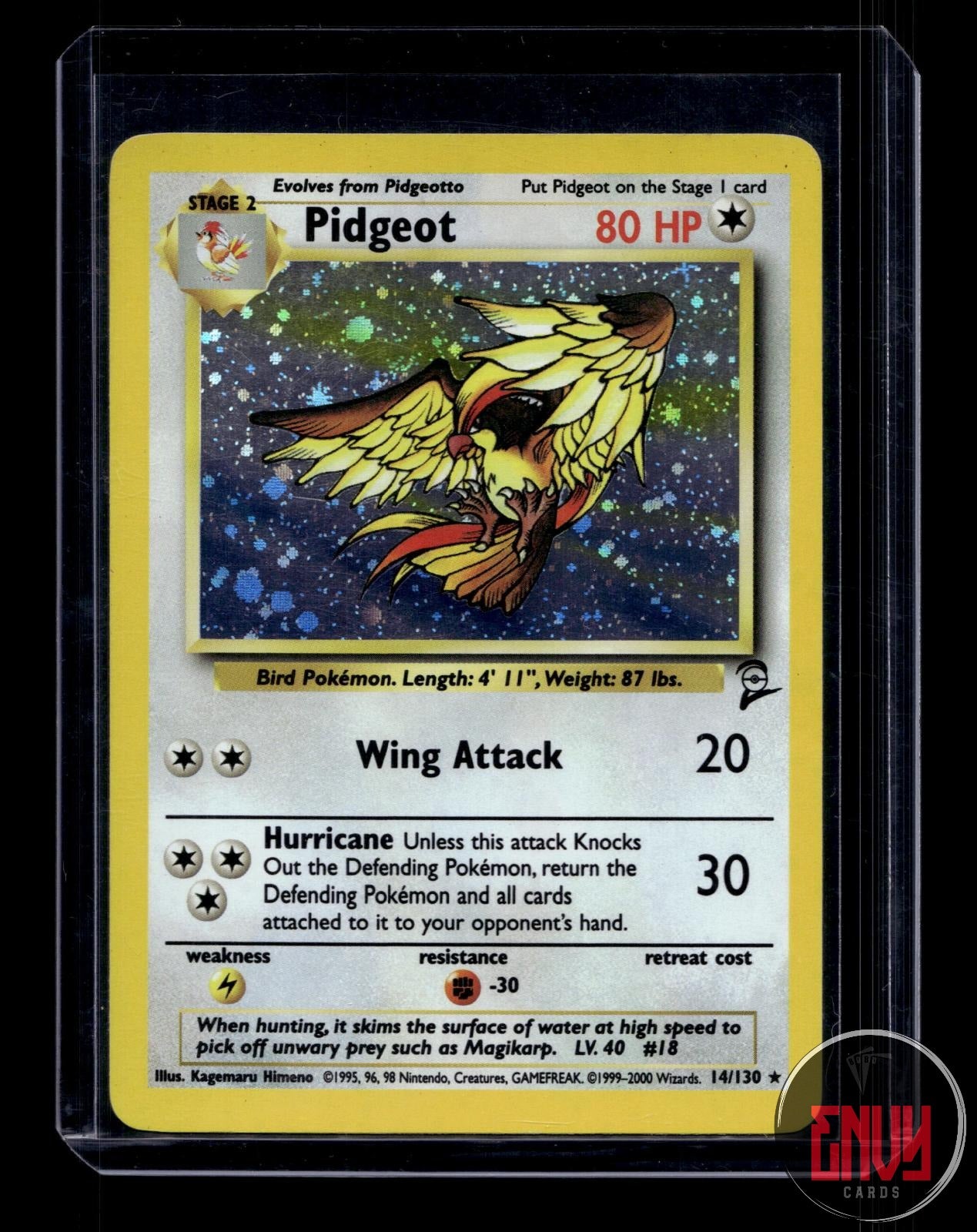 Pidgeot Moderately Played 14/130 Rare Base Set 2 Pokemon Holo