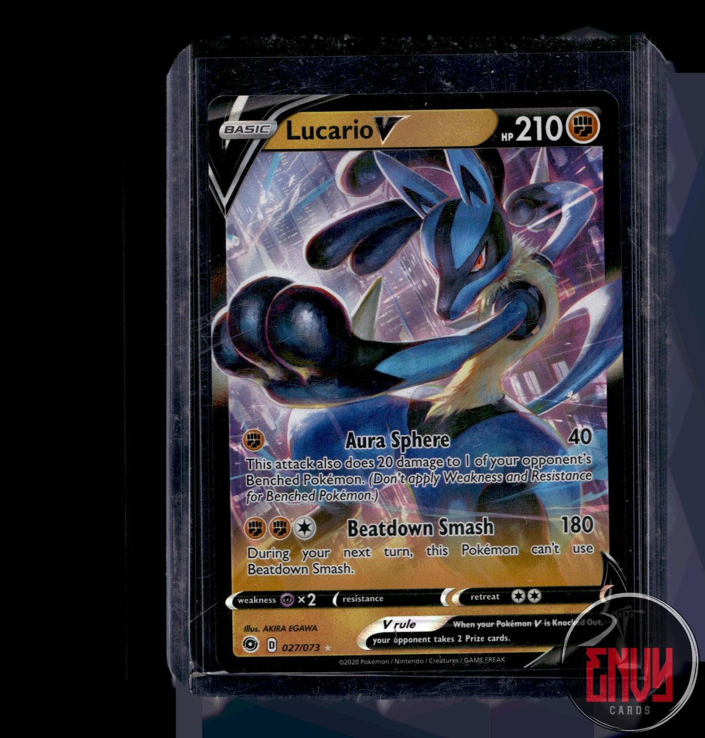Lucario V Near Mint 027/073 V Rare Champion's Path Pokemon Holo