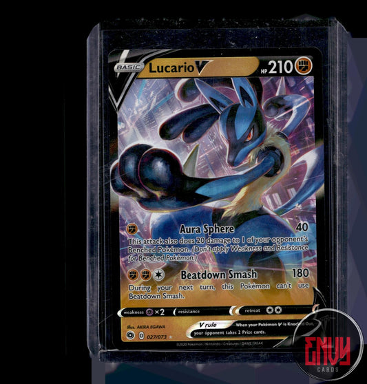Lucario V Near Mint 027/073 V Rare Champion's Path Pokemon Holo