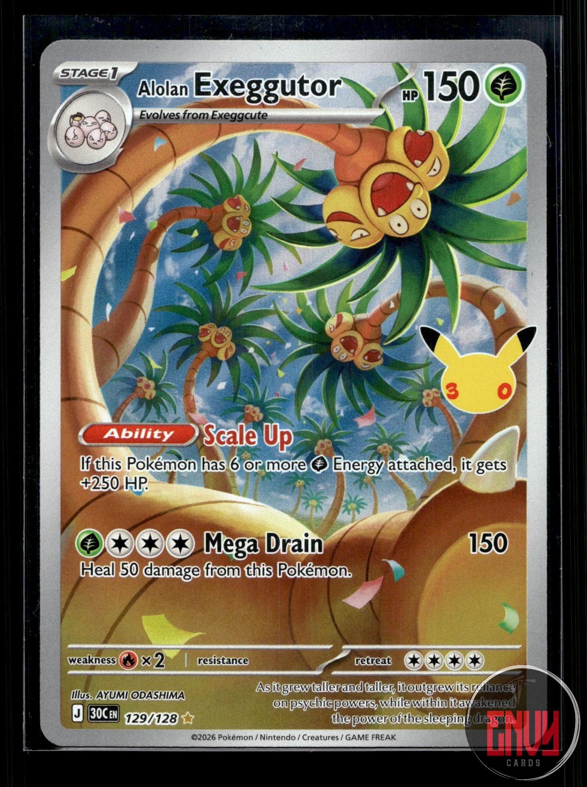 Alolan Exeggutor NM 129/128 IR ME: 30th Celebration Pokemon Holo