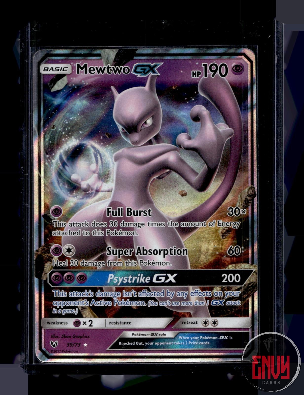 Mewtwo GX Moderately Played 39/73 GX Rare Shining Legends Pokemon Holo