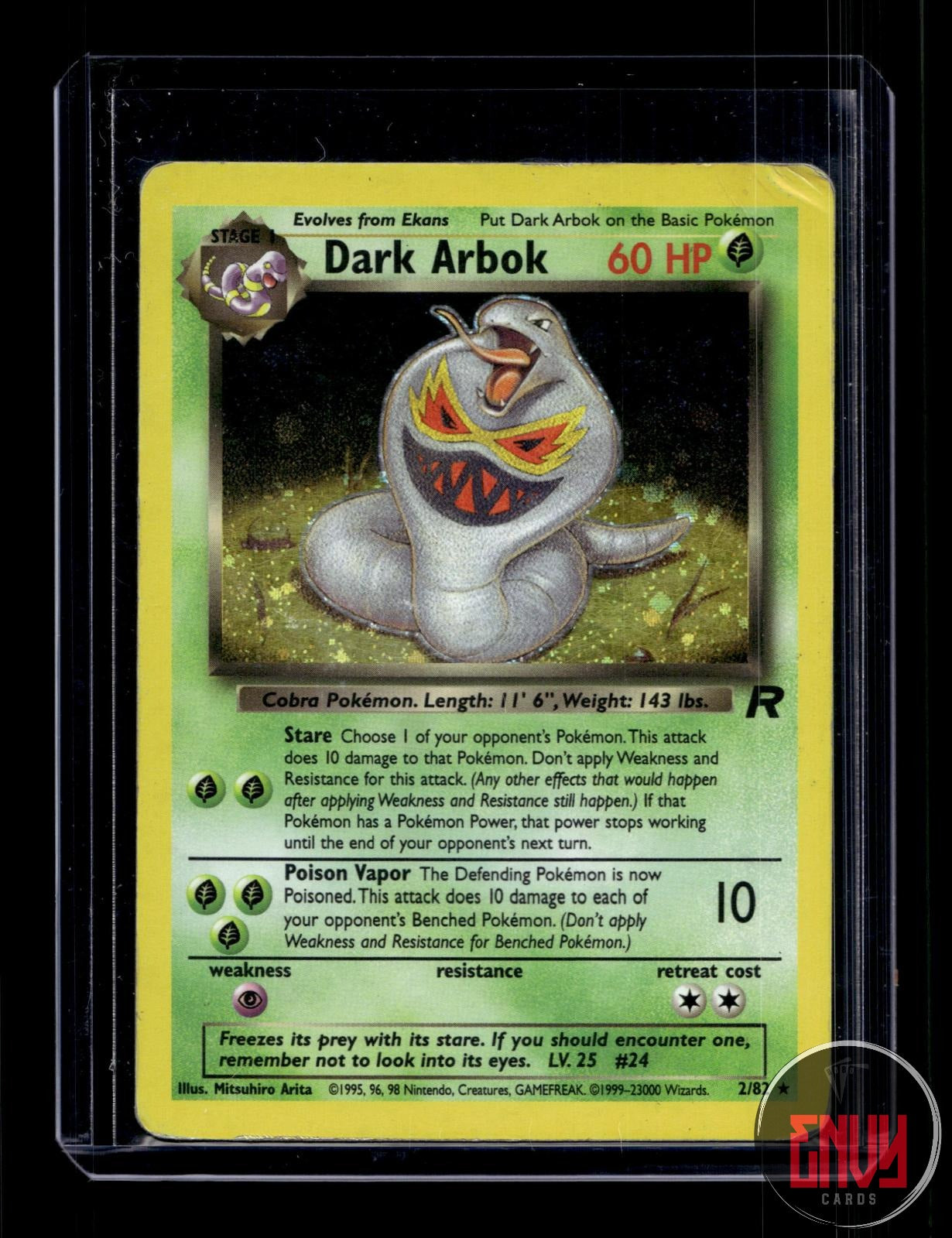 Dark Arbok Moderately Played 2/82 Rare Team Rocket Pokemon Unlimited Holo