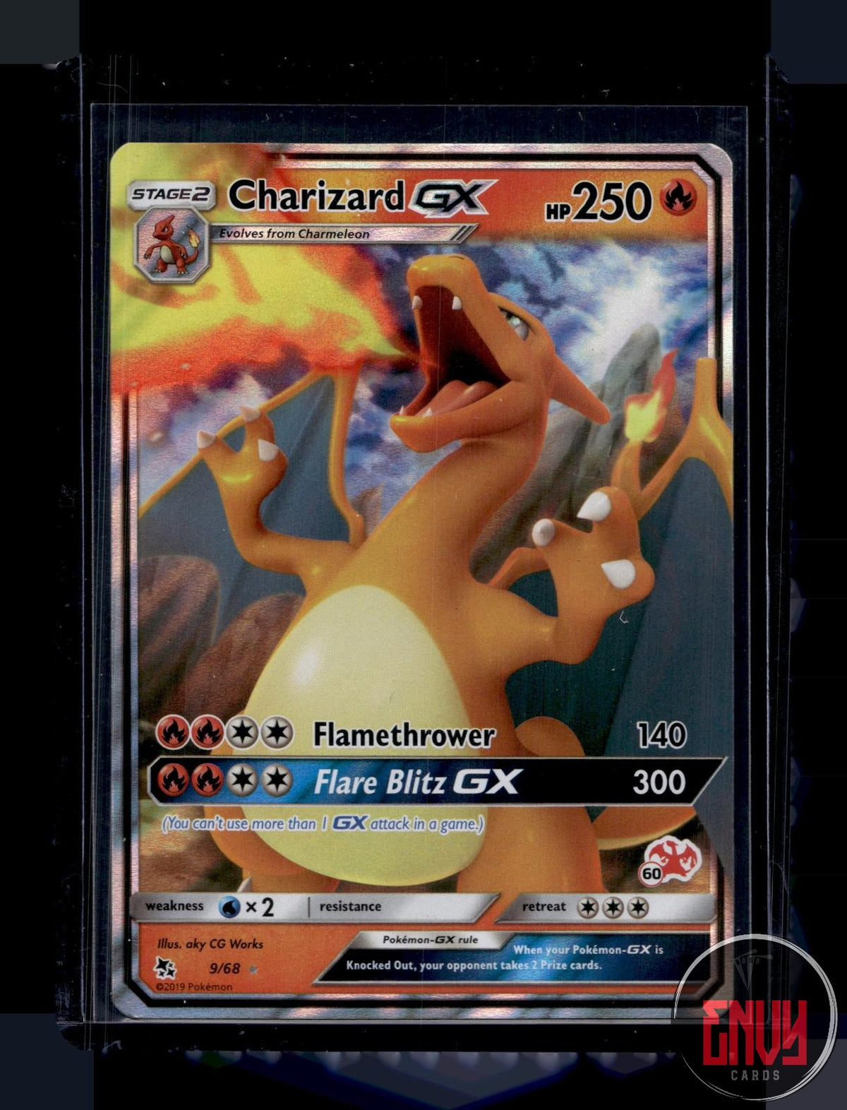 Charizard GX - 9/68 (#60 Charizard Stamped) NM 009/068 Battle Academy Pokemon