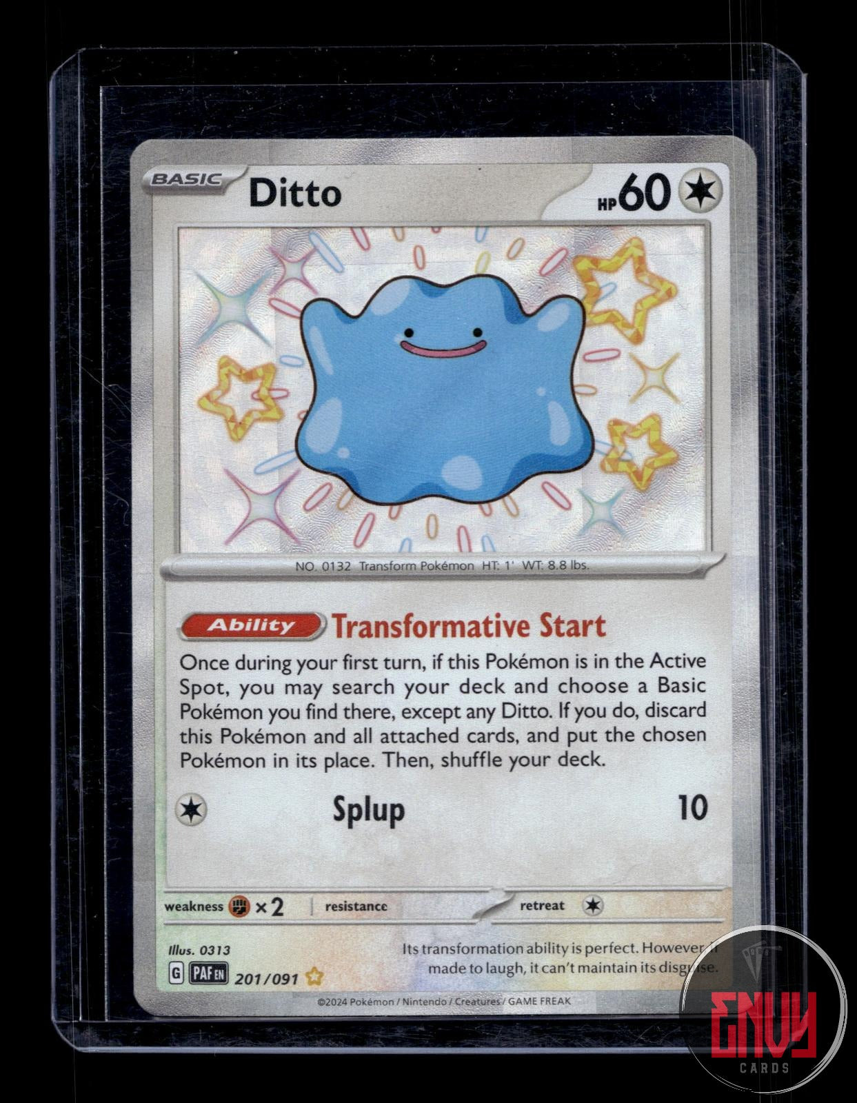 Ditto Near Mint 201/091 Shiny Rare Paldean Fates Pokemon Holo