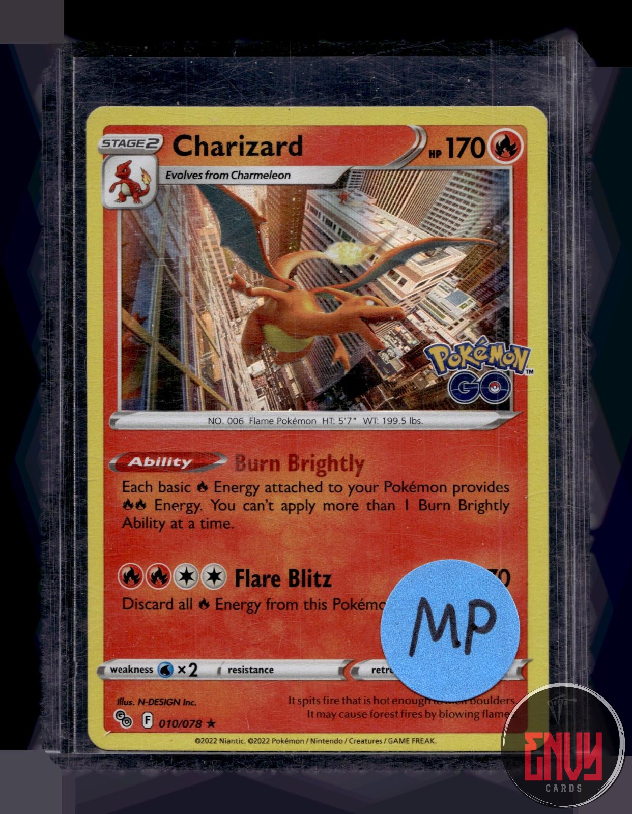 Charizard Moderately Played 010/078 Rare Pokemon GO Pokemon Holo