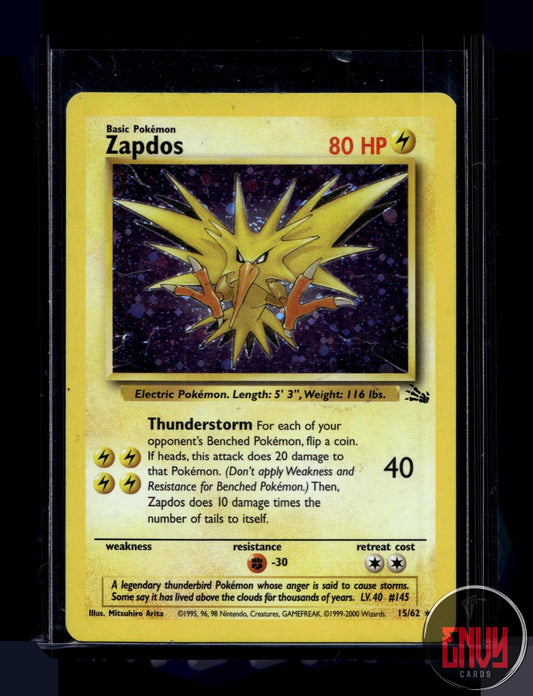 Zapdos Moderately Played 15/62 Rare Fossil Pokemon Unlimited Holo