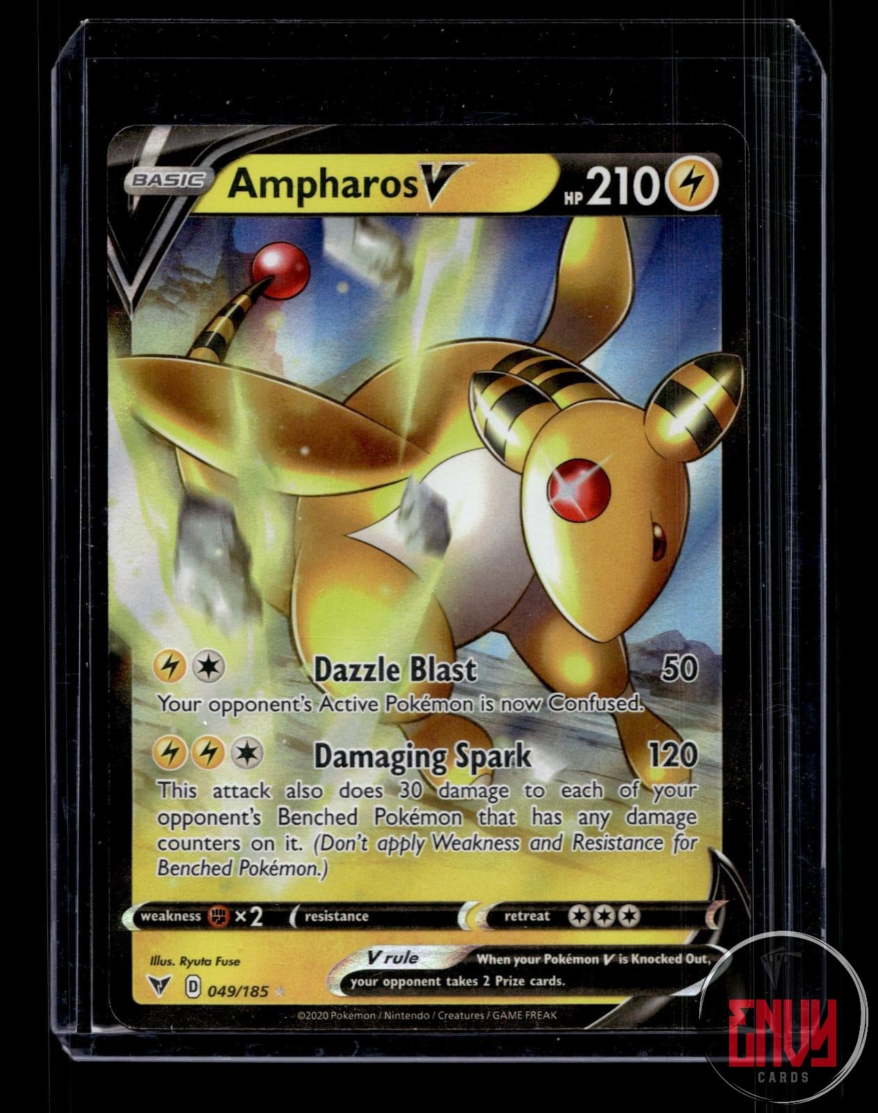 Ampharos V Near Mint 049/185 V Rare Vivid Voltage Pokemon Holo