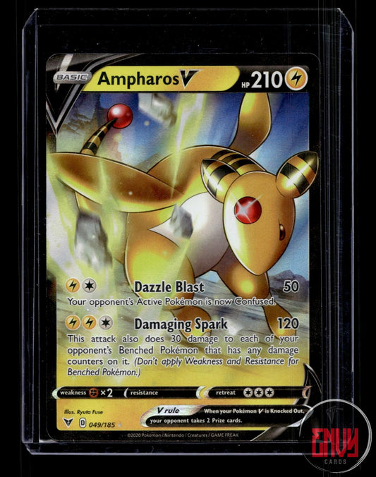 Ampharos V Near Mint 049/185 V Rare Vivid Voltage Pokemon Holo