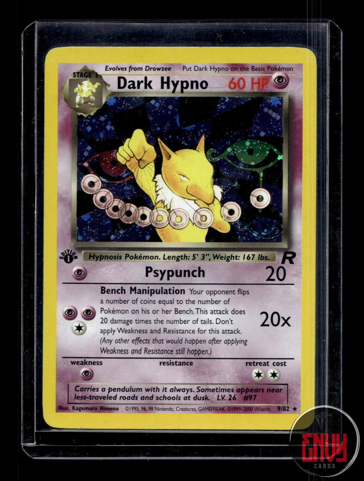 Dark Hypno Moderately Played 9/82 Rare Team Rocket Pokemon 1st Edition Holo