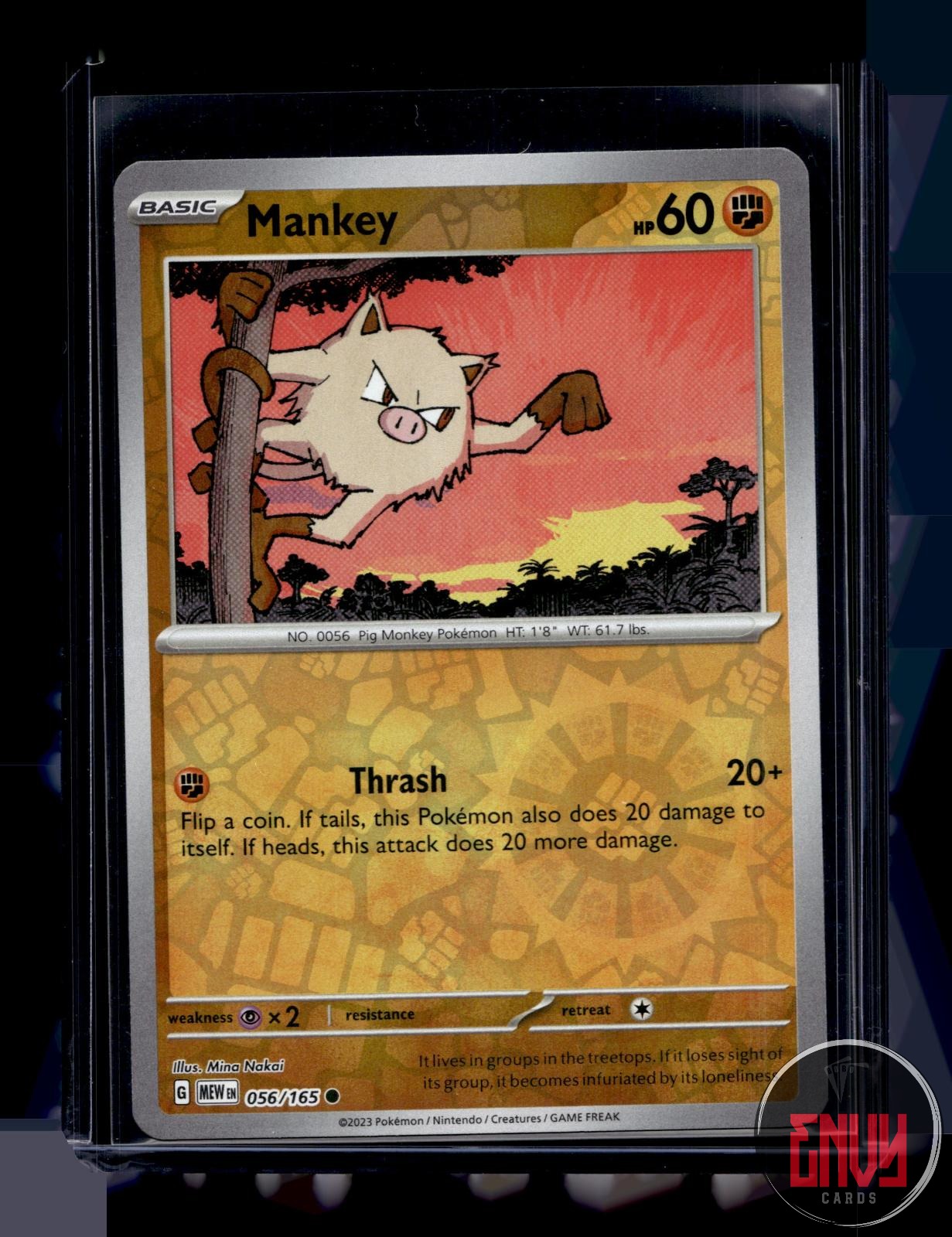 Mankey Near Mint 056/165 Common 151 Pokemon Reverse Holo