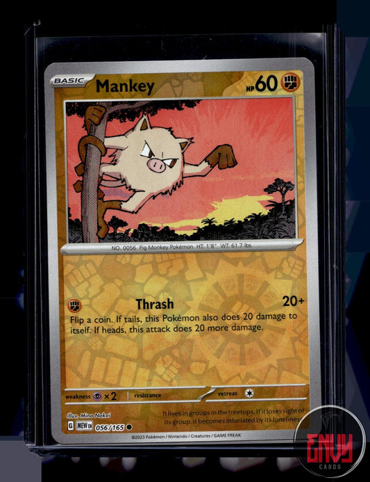 Mankey Near Mint 056/165 Common 151 Pokemon Reverse Holo
