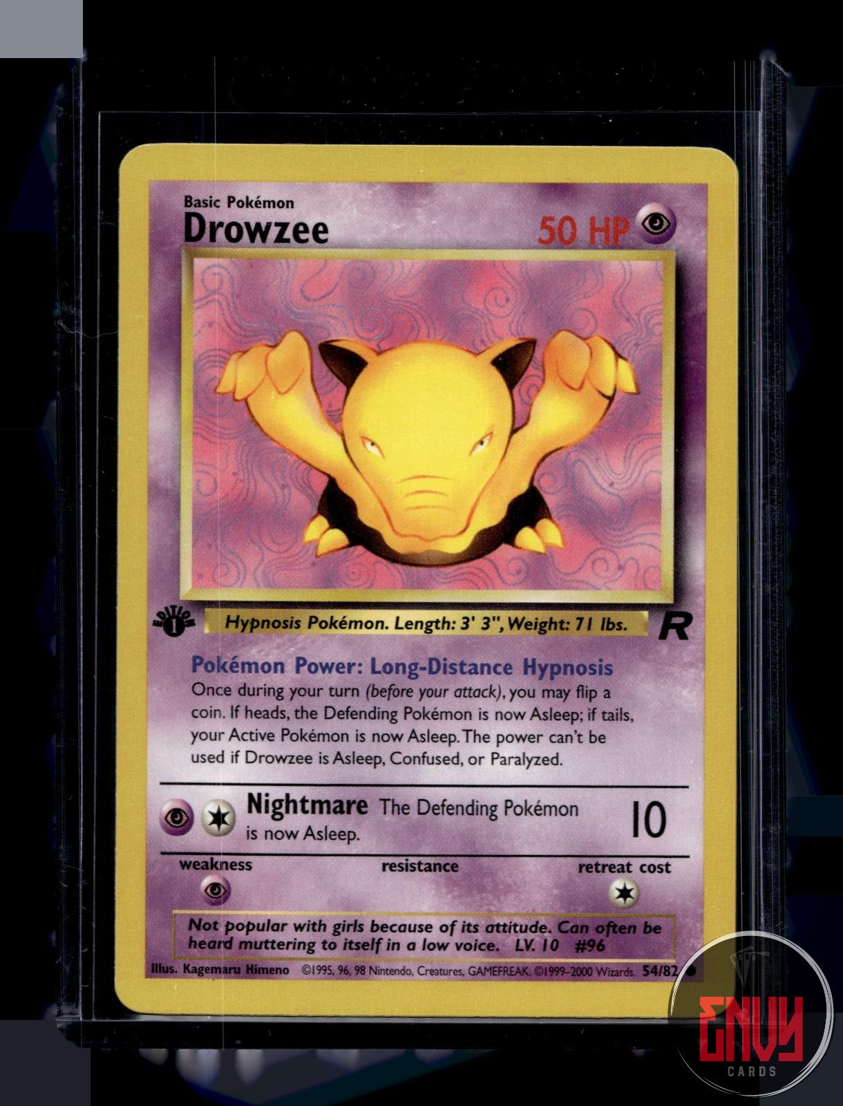 Drowzee Lightly Played 54/82 Common Team Rocket Pokemon 1st Edition