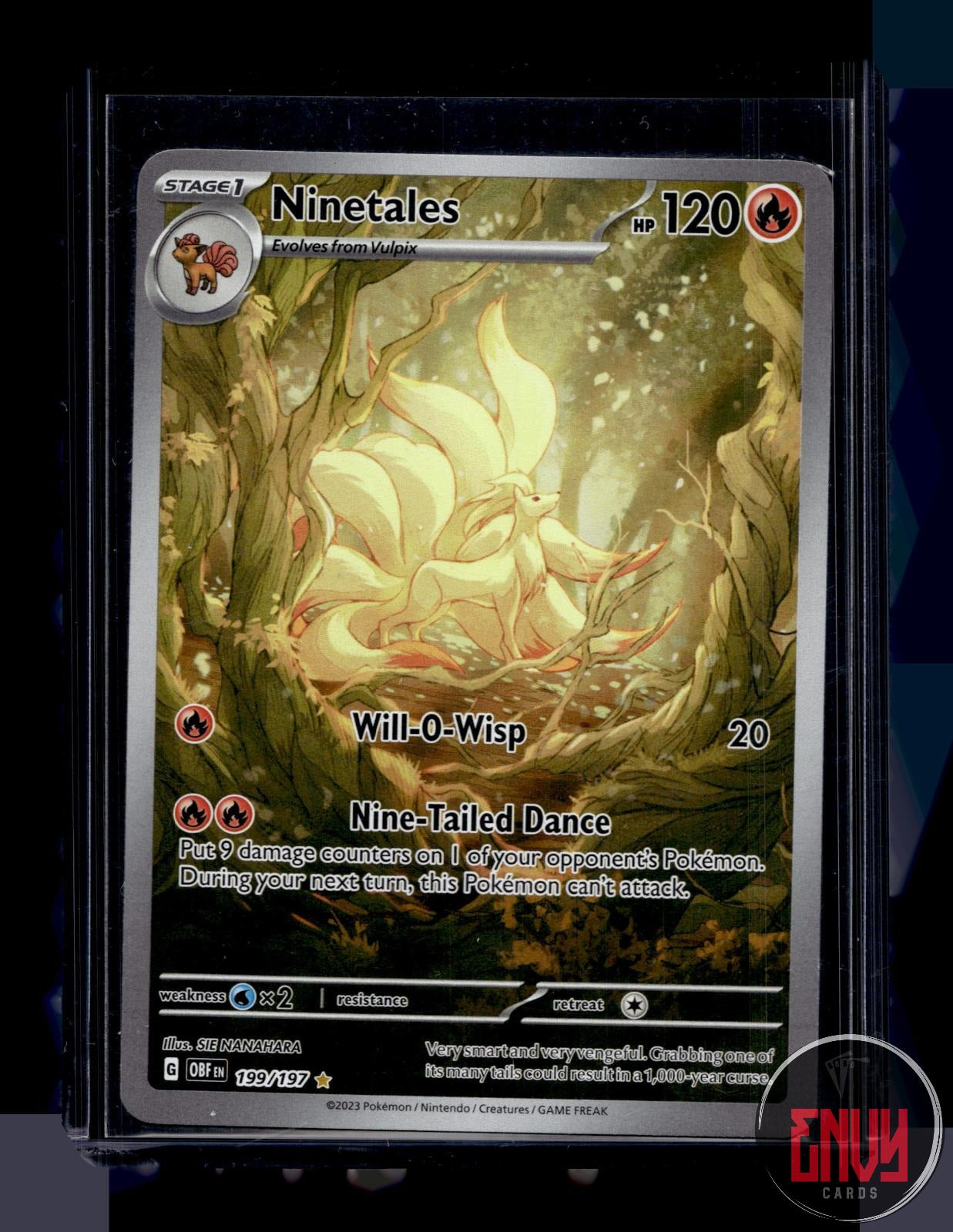 Ninetales Near Mint 199/197 Illustration Rare Obsidian Flames Pokemon Holo