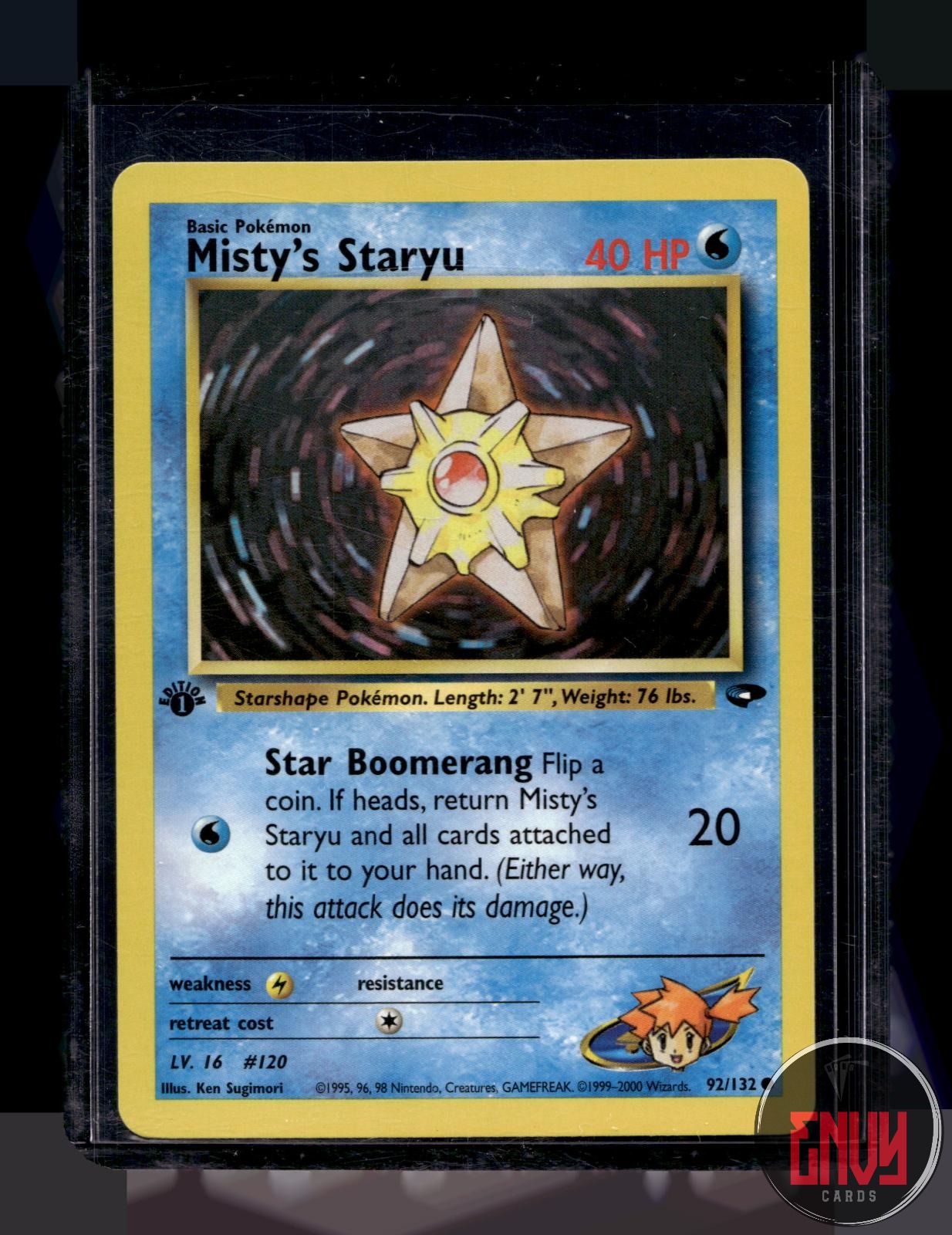 Misty's Staryu Lightly Played 92/132 Common Gym Challenge Pokemon 1st Edition