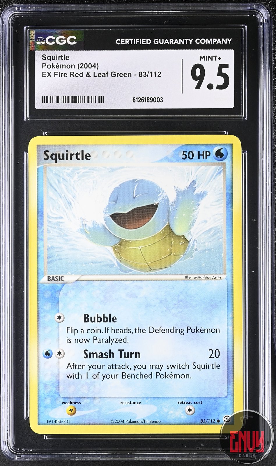 Squirtle 83/112 EX Fire Red & Leaf Green Pokemon CGC 9.5 Mint+