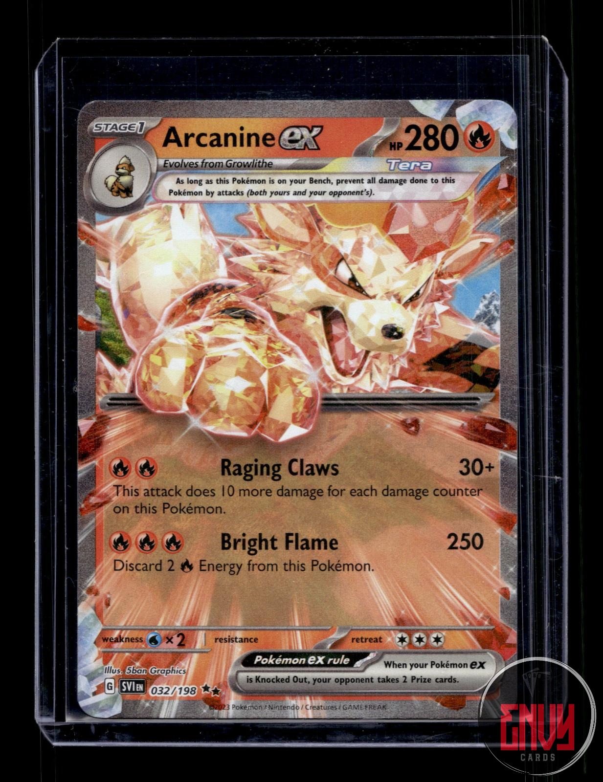 Arcanine ex Near Mint 032/198 Double Rare Scarlet & Violet Pokemon Holo