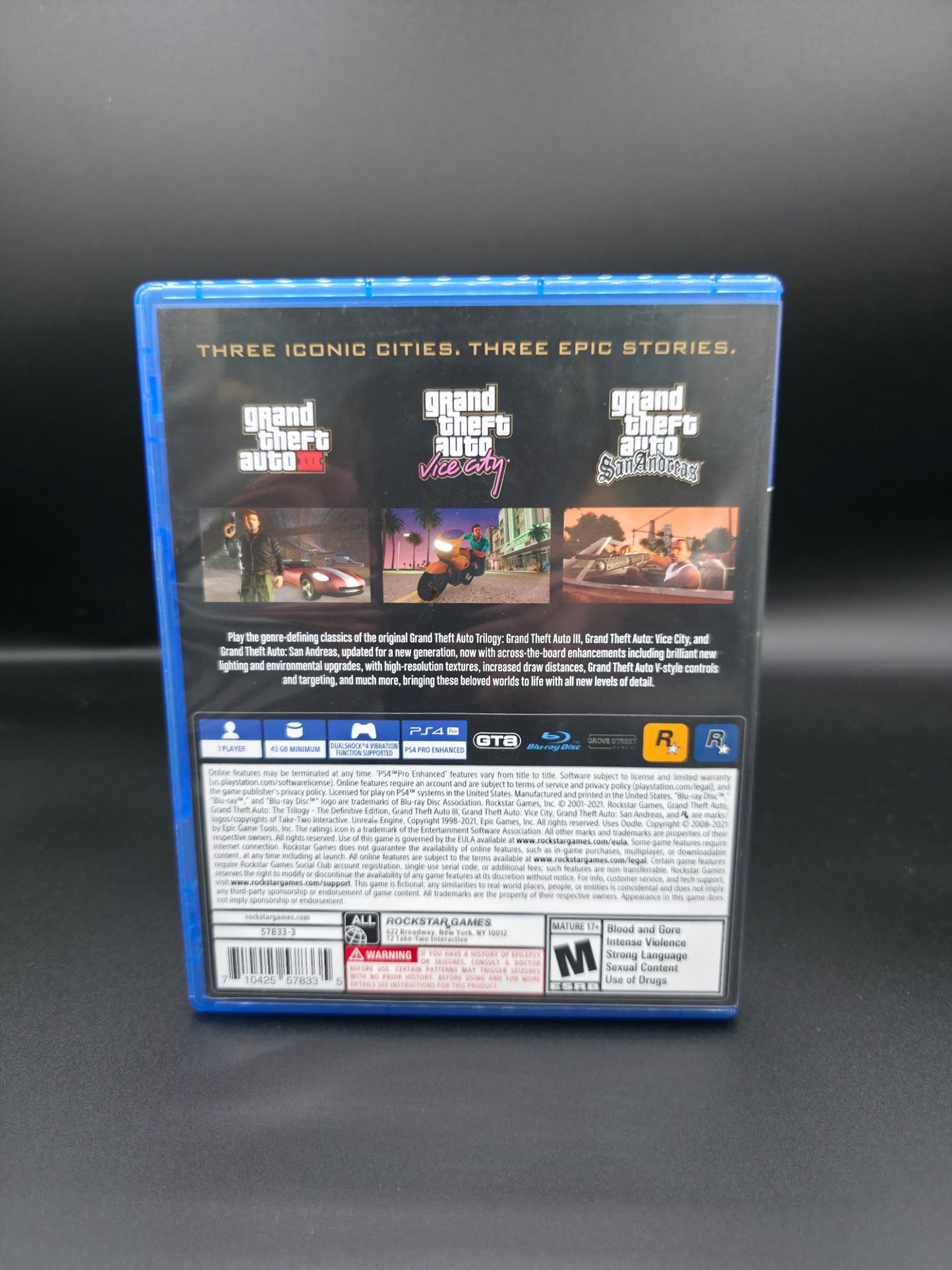 GTA Trilogy Definitive Edition PlayStation 4 Disc with Case