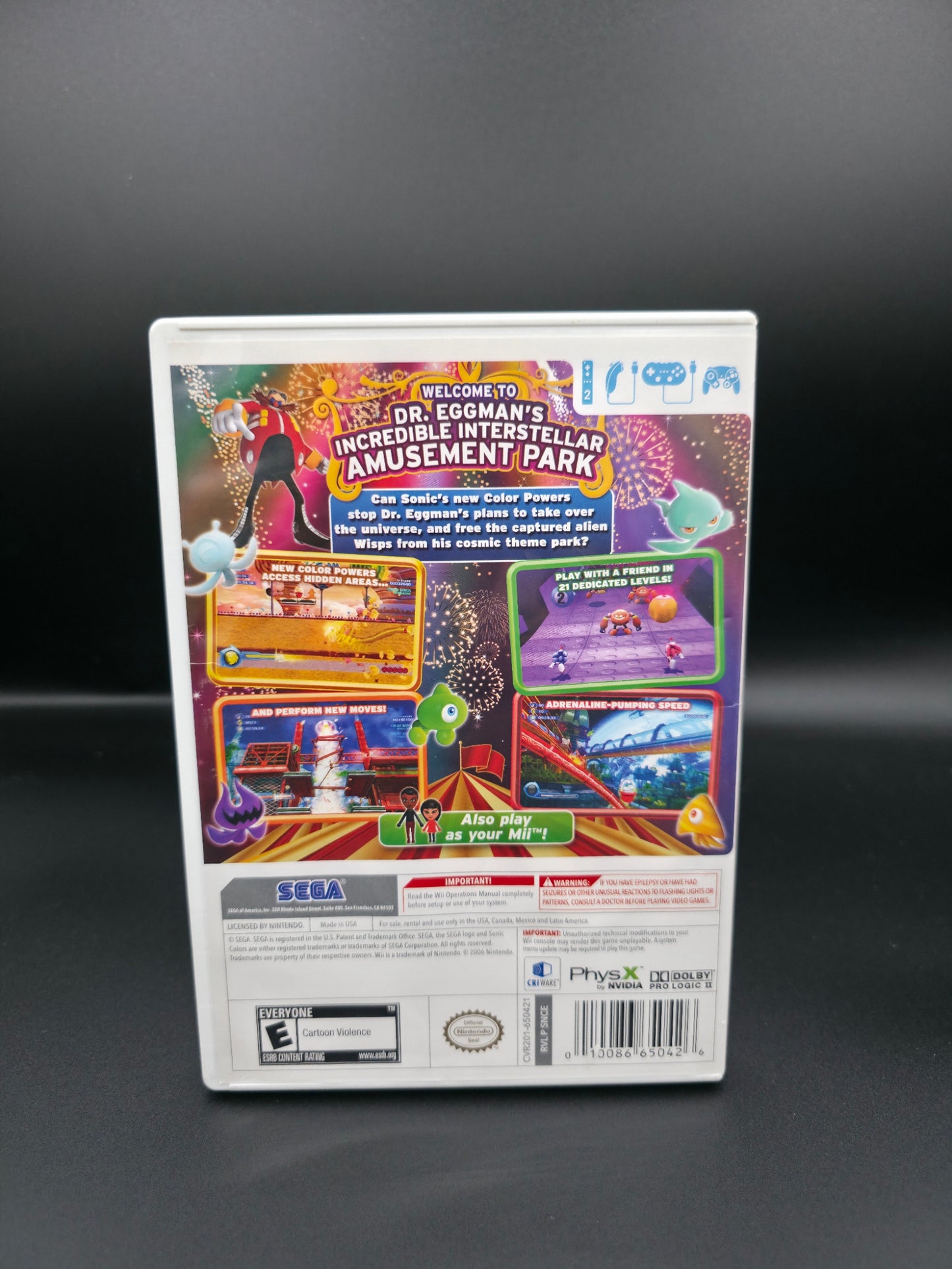 Sonic Colors Nintendo Wii 2010 SEGA Complete CIB Case Manual Disc