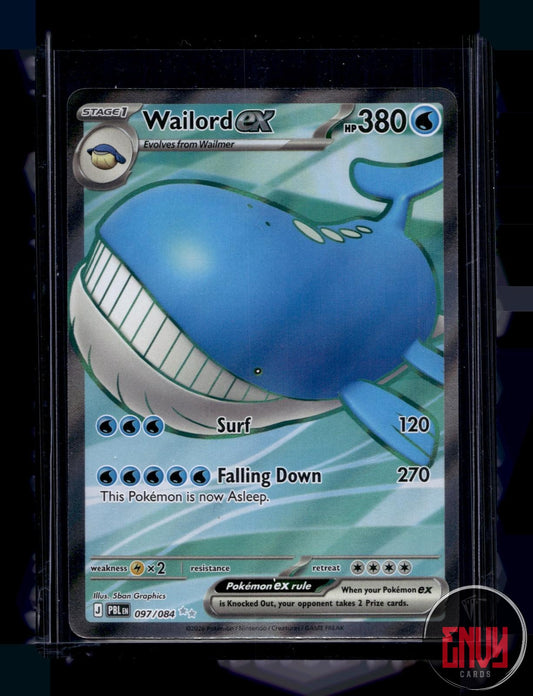 Wailord ex Near Mint 097/084 Ultra Rare Pitch Black Pokemon Holo