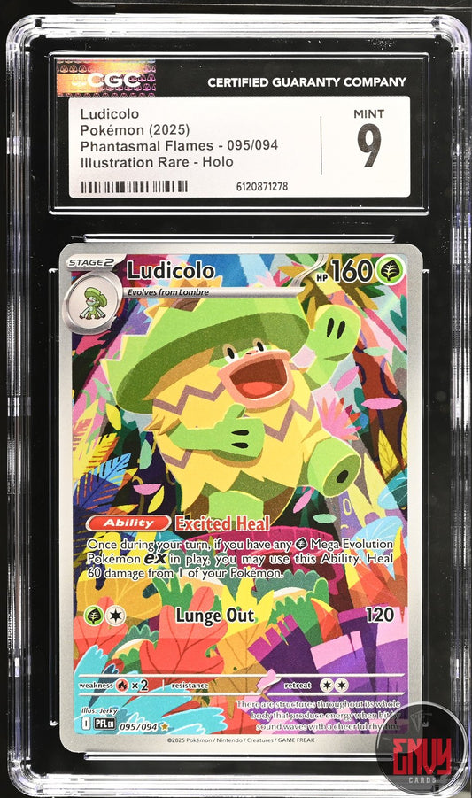 Ludicolo 095/094 Illustration Rare Holo Phantasmal Flames Pokemon CGC 9 Mint