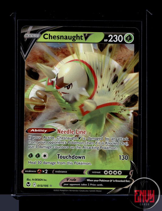 Chesnaught V Near Mint 015/195 V Rare Silver Tempest Pokemon