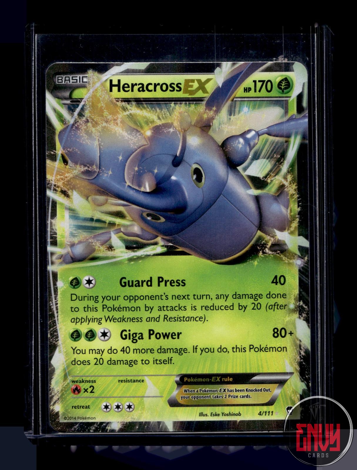 Heracross EX Heavily Played 4/111 EX Rare Furious Fists Pokemon Holo