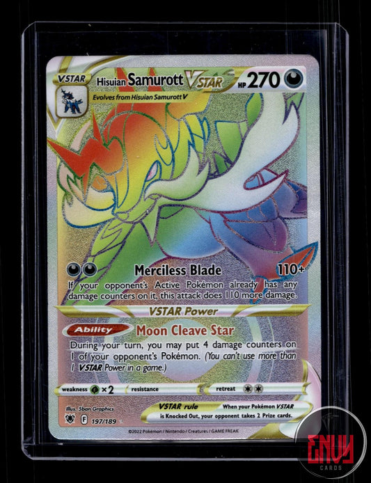 Hisuian Samurott VSTAR NM 197/189 Rainbow Rare Astral Radiance Pokemon Holo