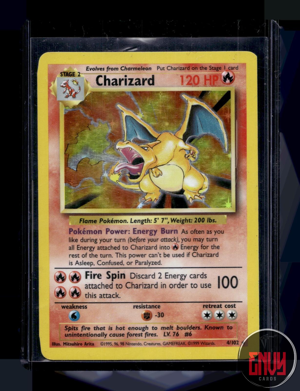 Charizard Damaged 4/102 Holo Rare Base Set Unlimited Pokemon