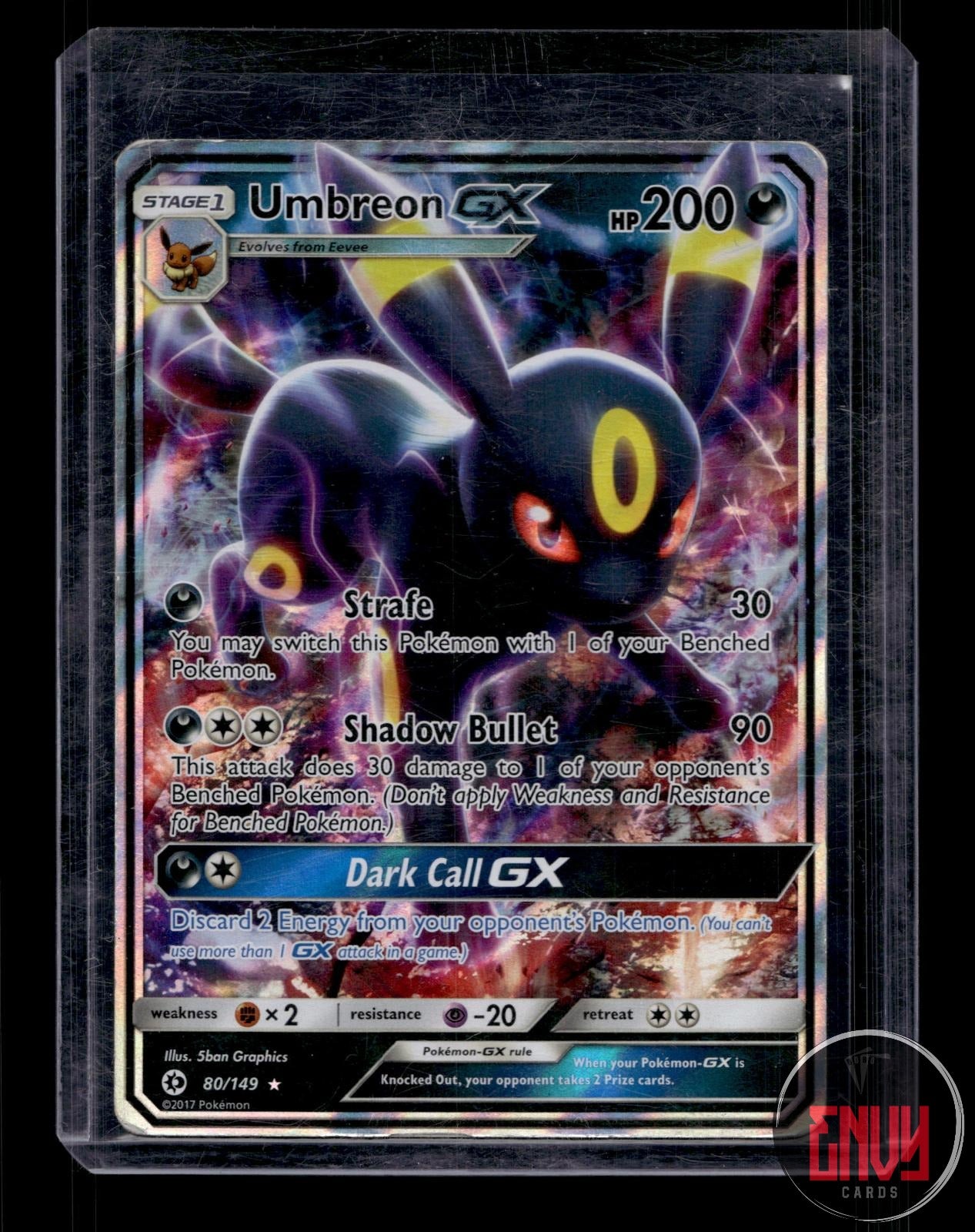 Umbreon GX Damaged 80/149 Ultra Rare SM Base Set Pokemon Holo