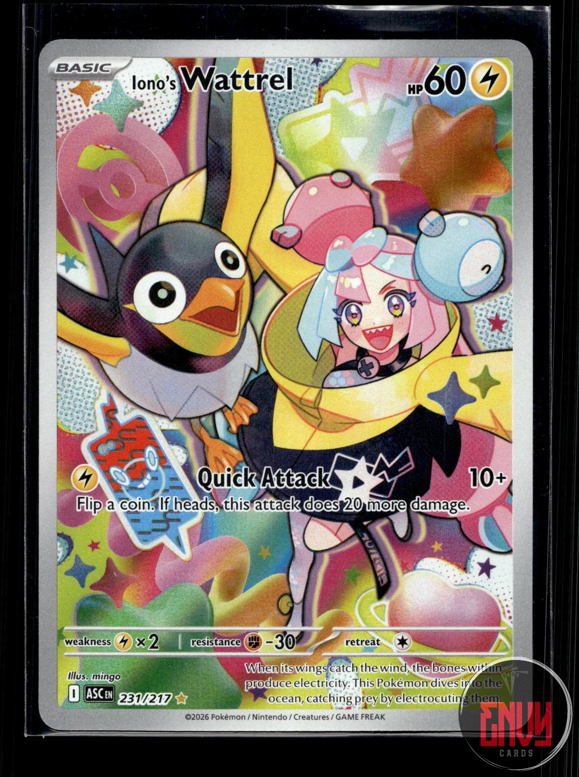 Iono's Wattrel NM 231/217 IR Ascended Heroes Pokemon Holo