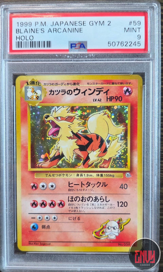 Blaine's Arcanine Holo 59 Gym 2 Pokemon Japanese PSA 9 Mint