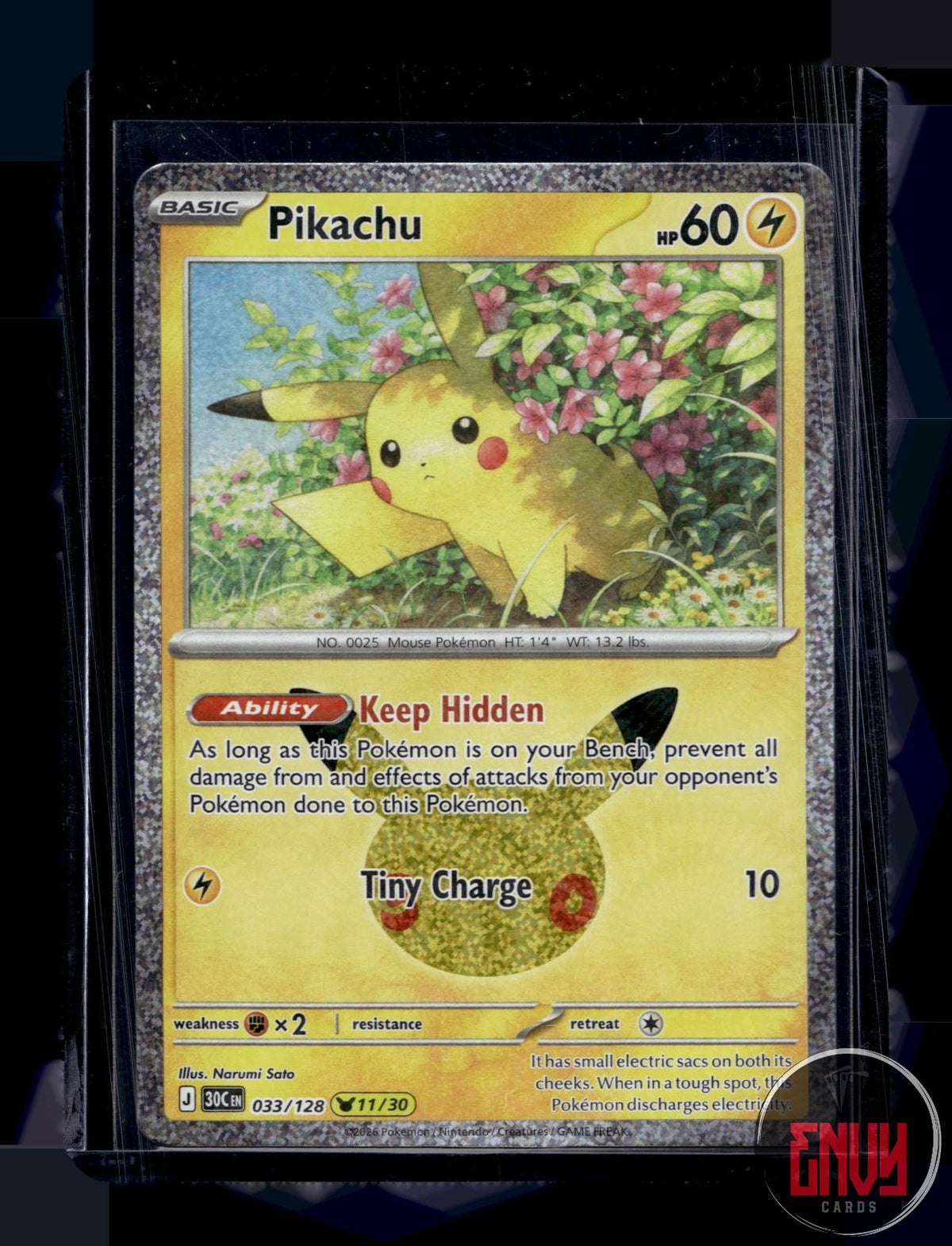 Pikachu NM 033/128 Pikachu Rare ME: 30th Celebration Pokemon Holo