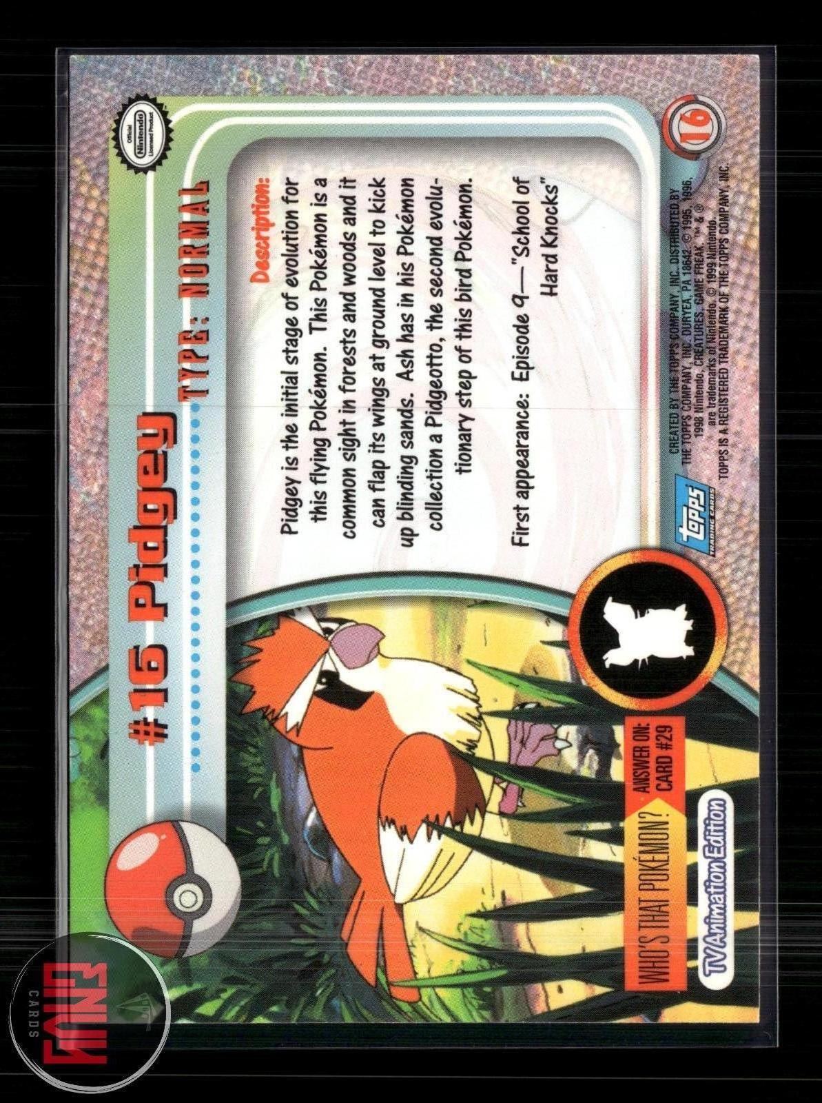 Pidgey LP #16 Topps Trading Cards Series 1 Pokemon