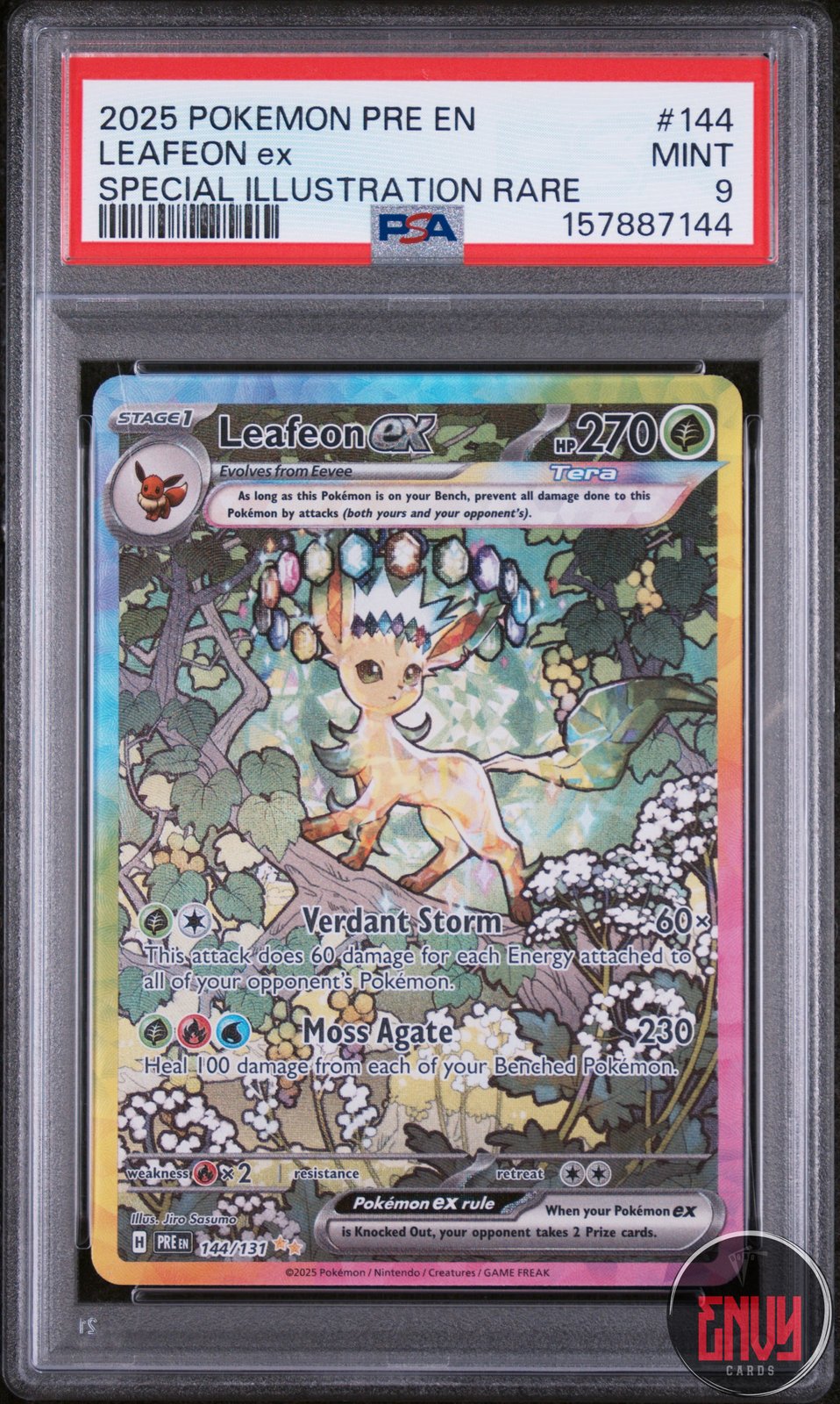 Leafeon EX 144/131 Special Illustration Rare Prismatic Evolutions Pokemon PSA 9