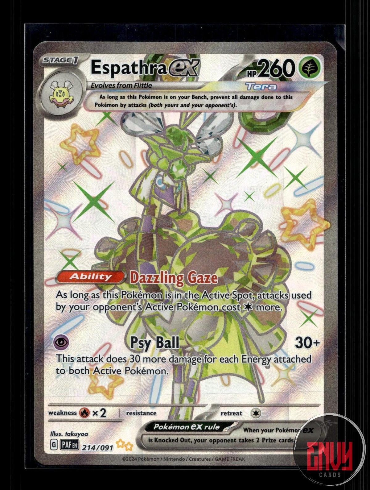 Espathra ex NM 214/091 Shiny Ultra Rare Paldean Fates Pokemon Holo