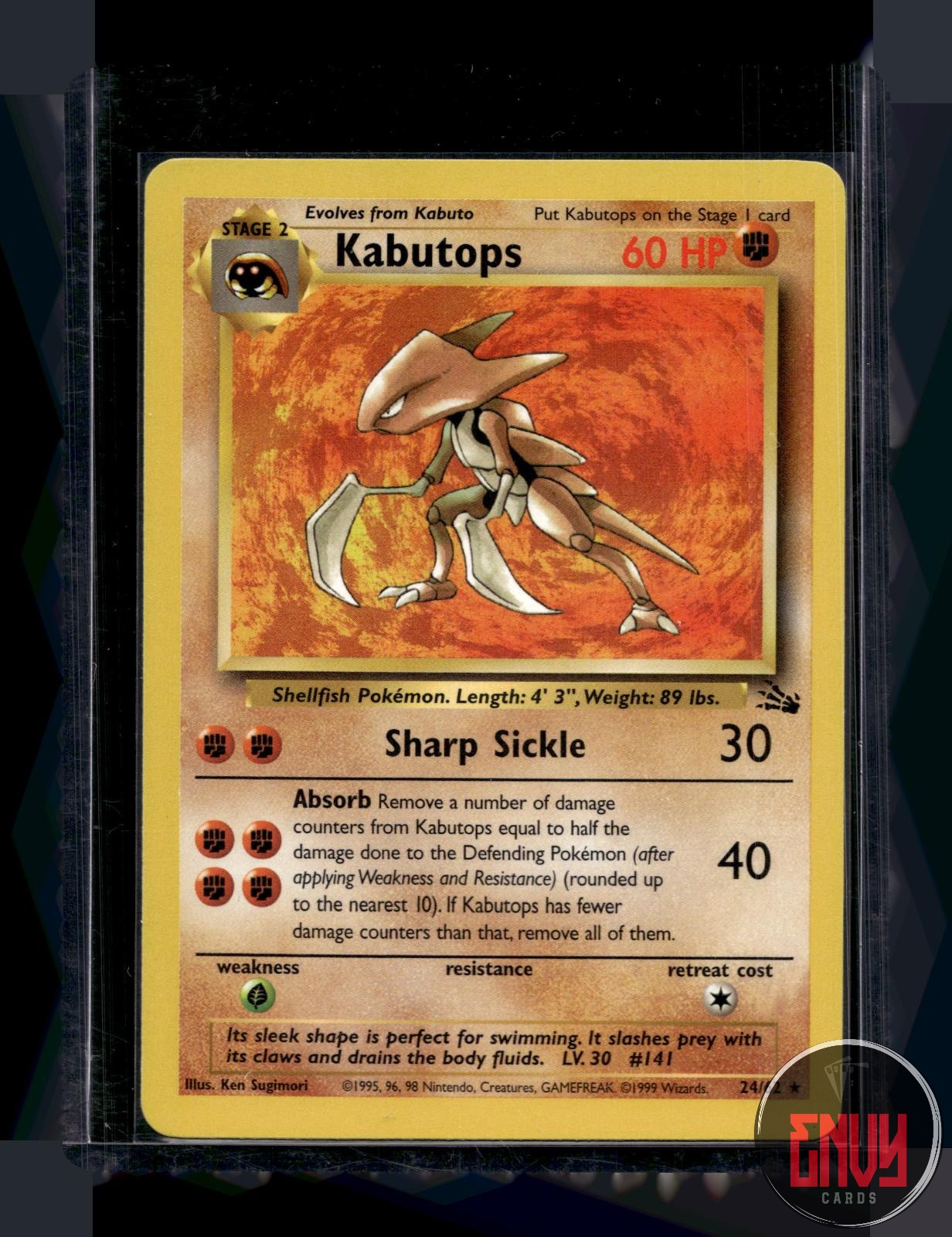Kabutops Lightly Played 24/62 Rare Fossil Pokemon Unlimited