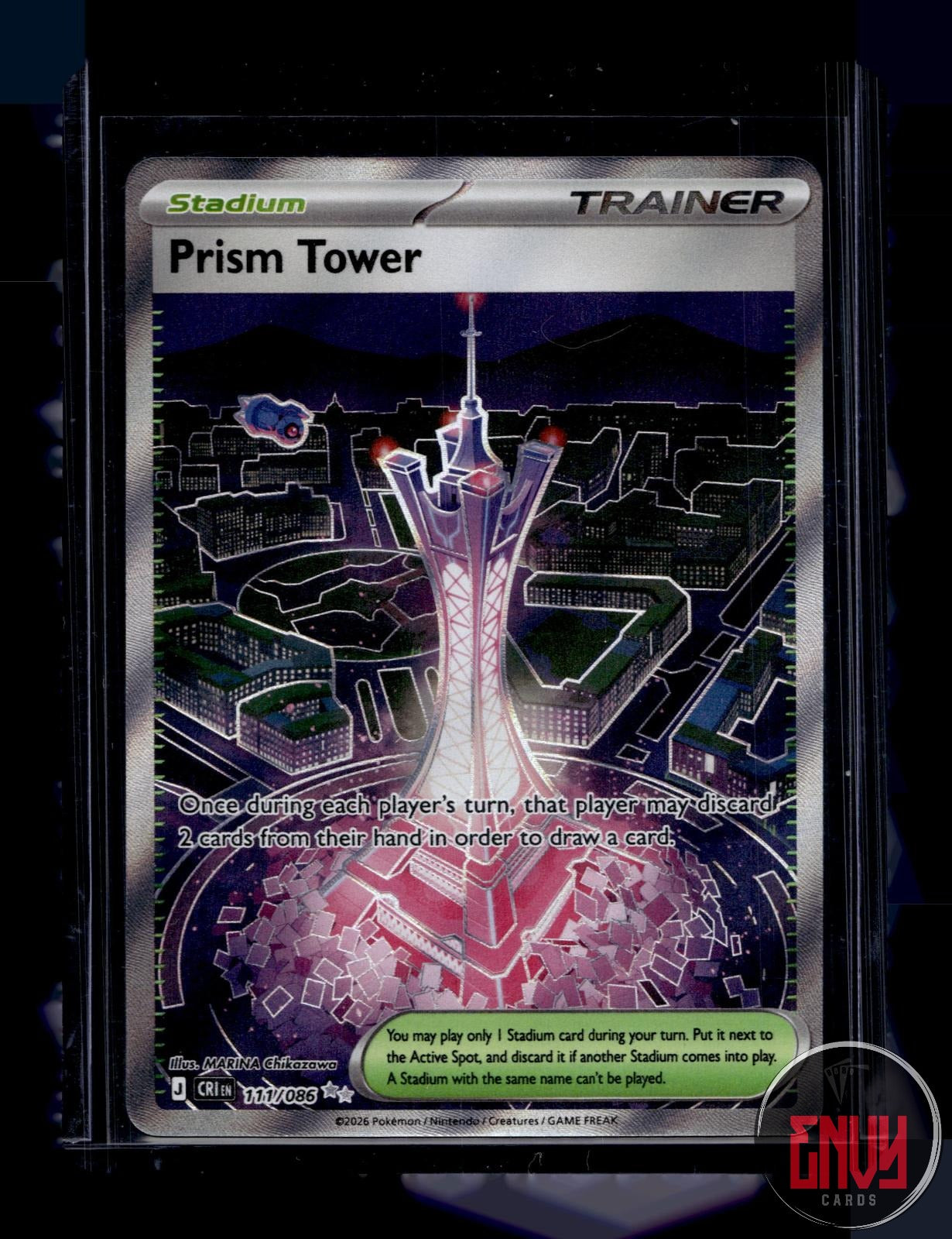 Prism Tower Near Mint 111/086 Ultra Rare Chaos Rising Pokemon Holo
