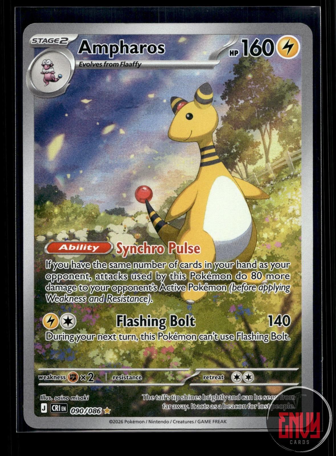 Ampharos NM 090/086 IR Chaos Rising Pokemon Holo