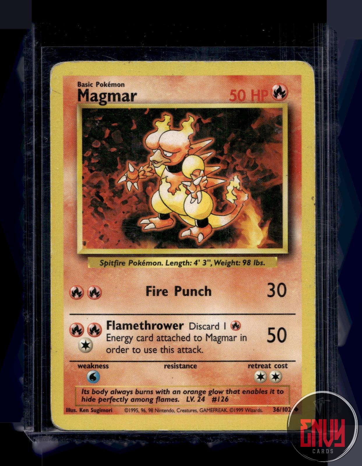 Magmar Heavily Played 36/102 Uncommon Base Set Unlimited Pokemon