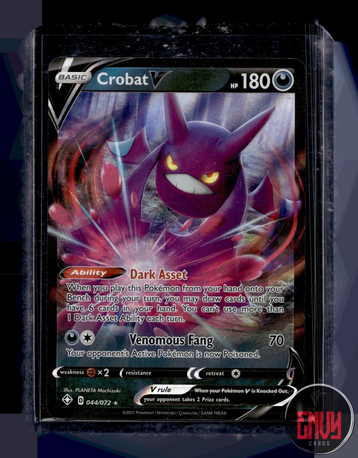 Crobat V Near Mint 044/072 V Rare Shining Fates Pokemon Holo