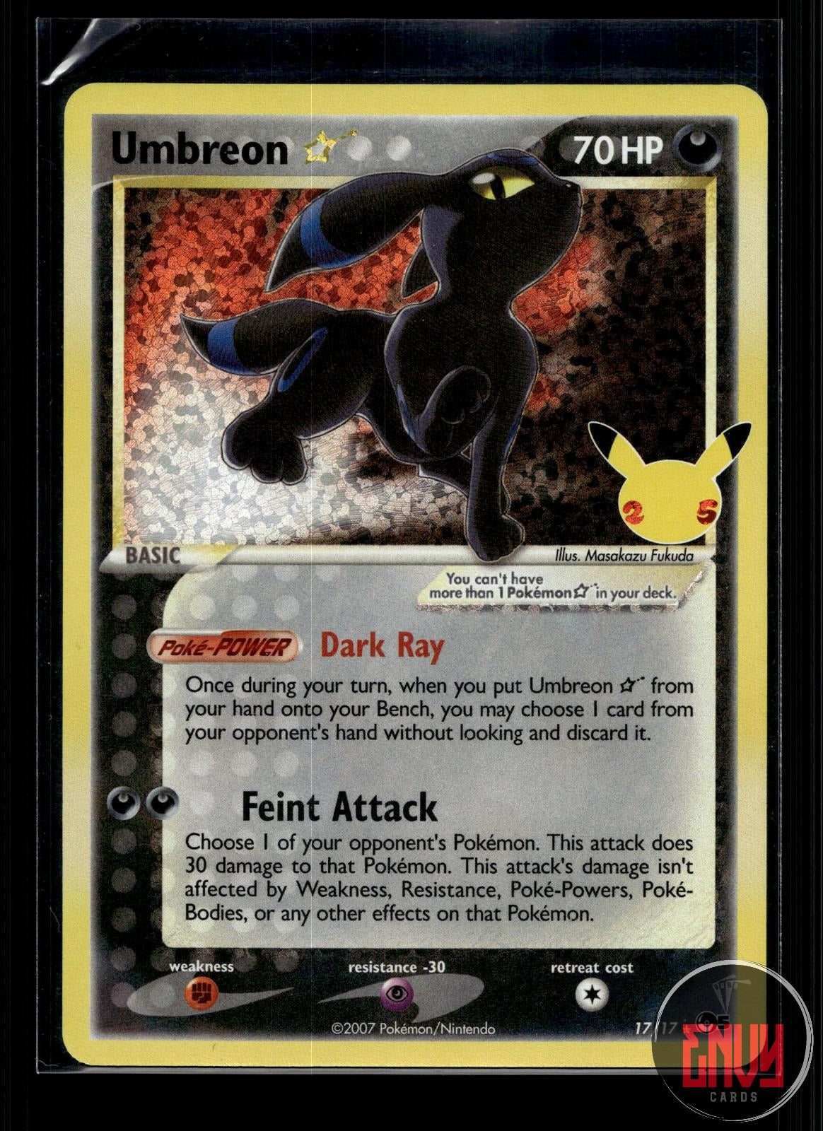 Umbreon Star NM 17/17 Celebrations: Classic Collection Pokemon Holo