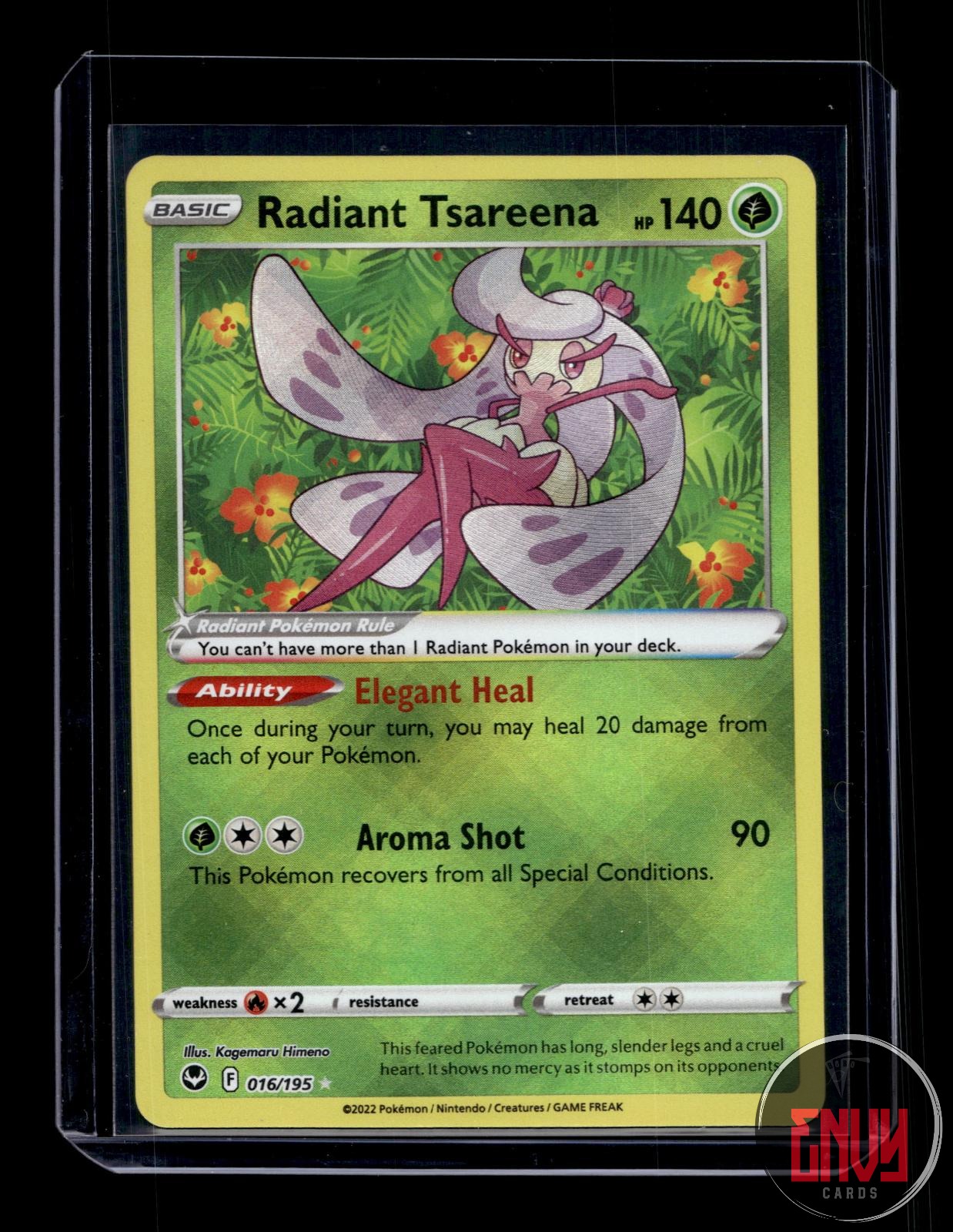 Radiant Tsareena Near Mint 016/195 Radiant Rare Silver Tempest Pokemon