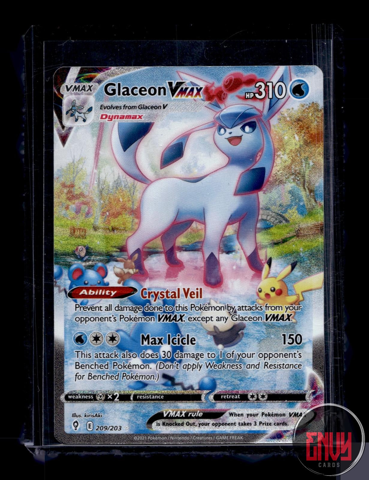 Glaceon VMAX Near Mint 209/203 Alternate Art Evolving Skies Pokemon Holo